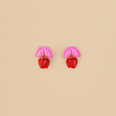 Aretes Tulipán Medianos Hot Rouge