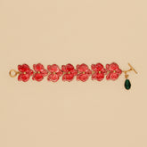 Pulsera Cascada de Orquídeas Rojizas