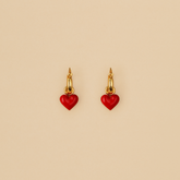Aretes Argollas mini Corazón Rojo (2 en 1)