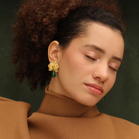 Aretes mini Orquídeas Maracuyá Drops