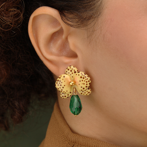Aretes mini Orquídeas Maracuyá Drops