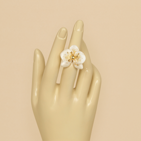 Anillo mini Orquídea Blanco