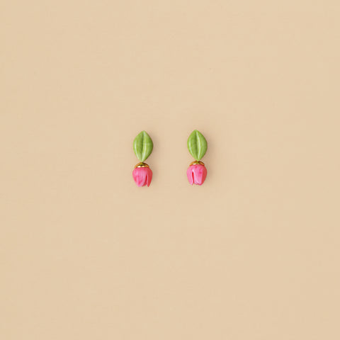 Aretes Mini Tulipán Fucsia