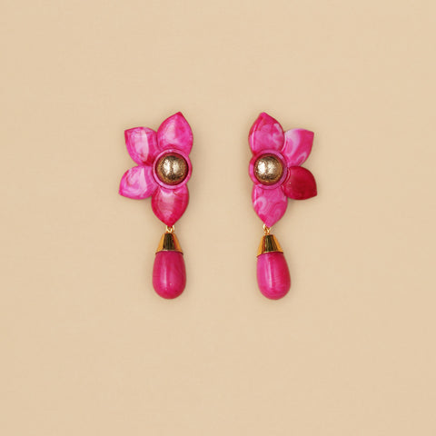 Aretes Azucena Large Fucsia