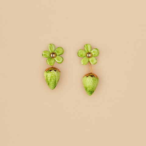 Aretes Fresas Verdes