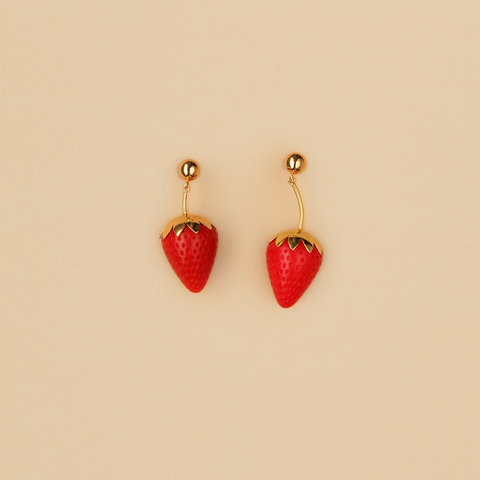 Aretes Fresas Simples Rojas