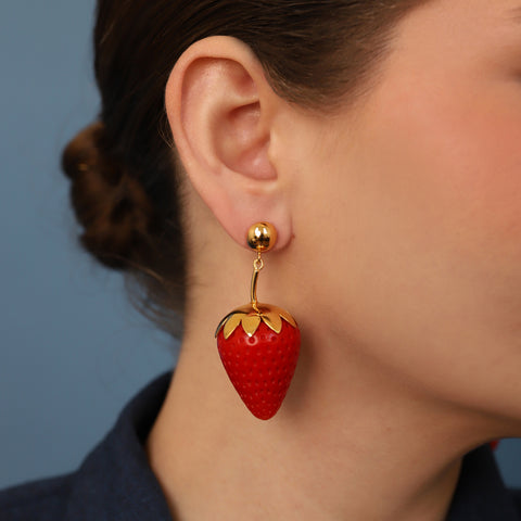 Aretes Fresas Simples Rojas