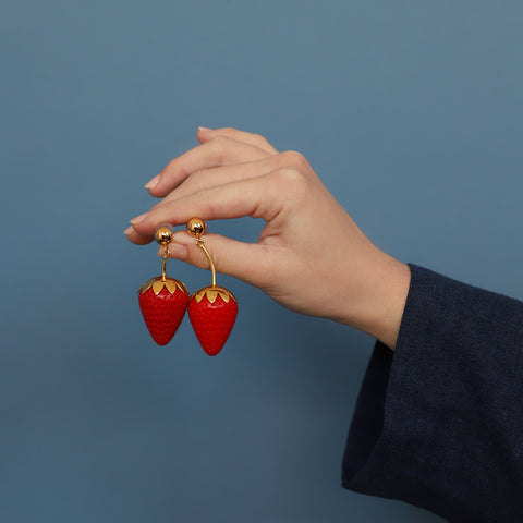 Aretes Fresas Simples Rojas