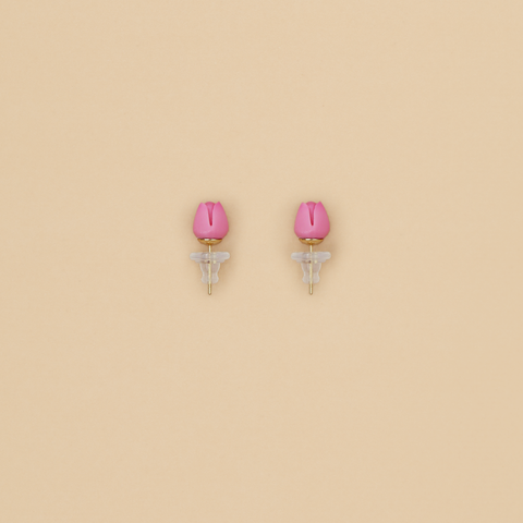 Aretes Micro Tulipán Fucsia