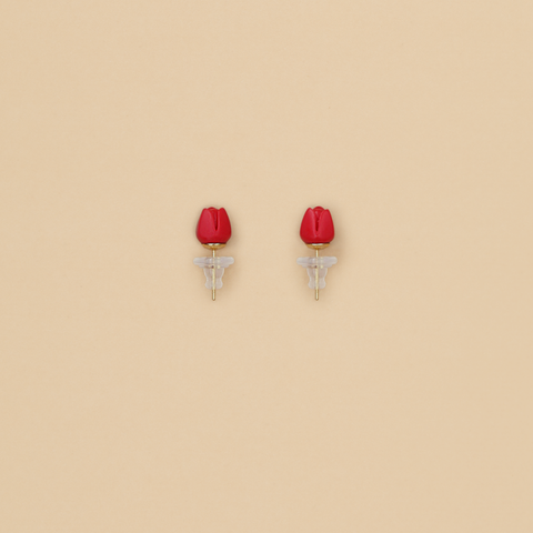 Aretes Micro Tulipán Rojo