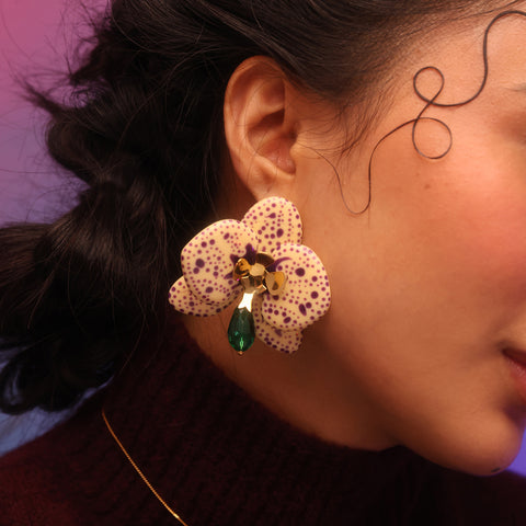 Aretes Orquídeas Roble