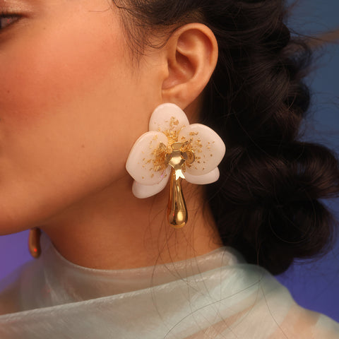 Aretes Orquídeas Blancas