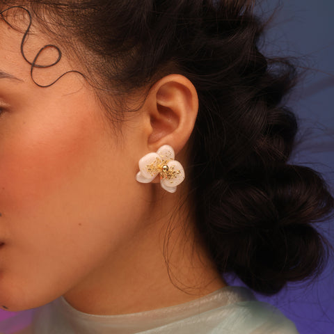 Aretes mini Orquídeas Blancas