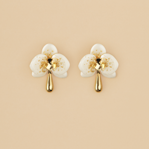 Aretes Orquídeas Blancas