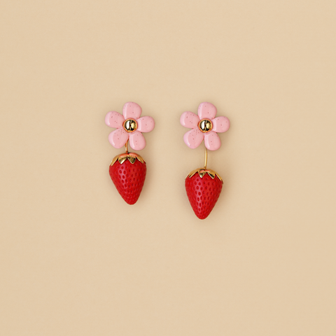 Aretes Fresas Rosa