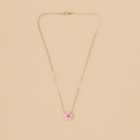 Collar Flor de Fresita Rosa