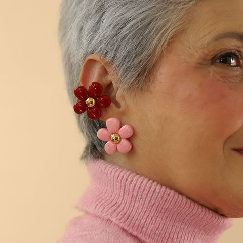 Earcuff Flor de Fresa Cherry