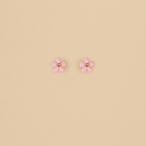 Aretes Flor de Fresita Rosa