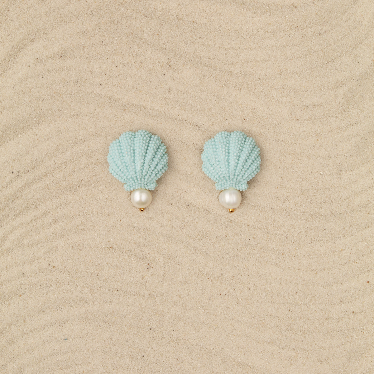 Aretes mini Ostras Celeste