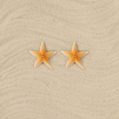 Aretes mini Estrellas naranja
