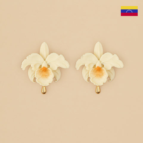 Aretes Cattleyas Marfil