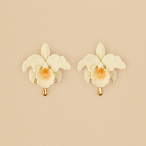 Aretes Cattleyas Marfil