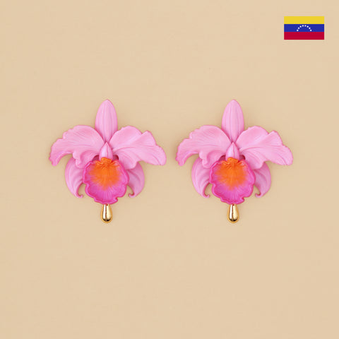 Aretes Cattleyas Rosa