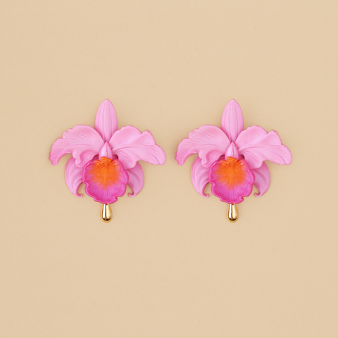 Aretes Cattleyas Rosa
