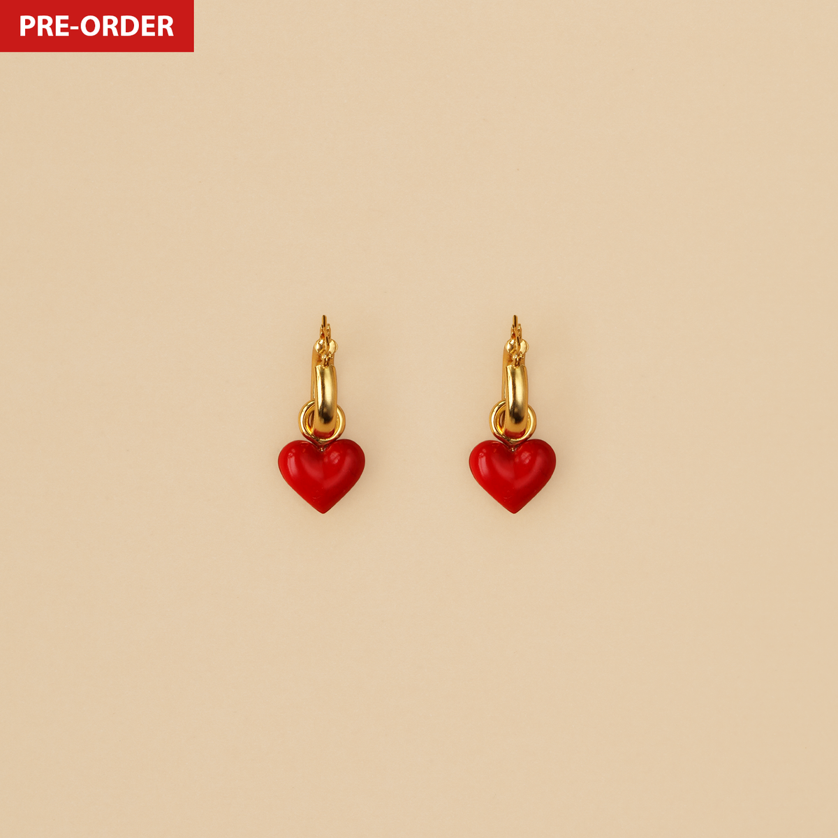 Aretes Argollas mini Corazón Rojo (2 en 1)