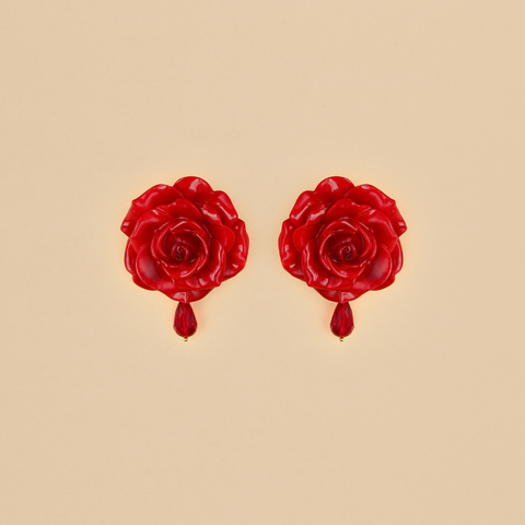 Aretes Rosas Rojo