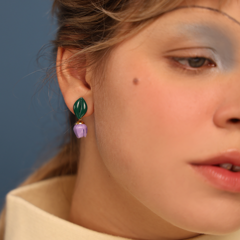 Aretes Mini Tulipán Violeta