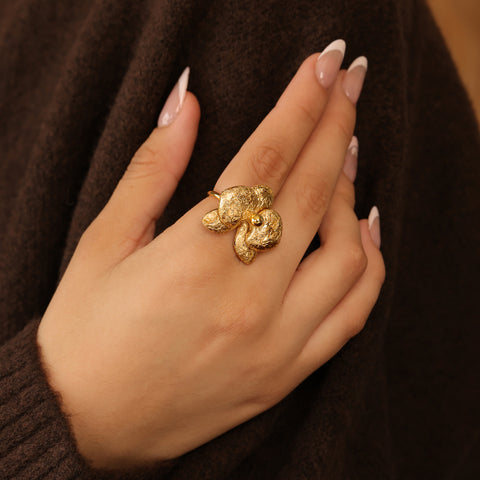 Anillo mini Orquídea Dorada