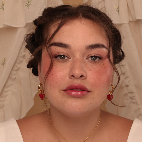 Aretes Argollas mini Corazón Rojo (2 en 1)