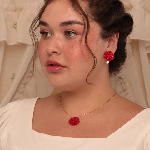 Aretes Rositas Rojo