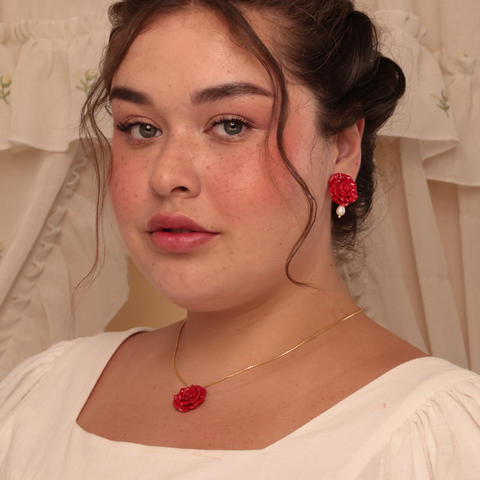 Aretes Rositas Rojo