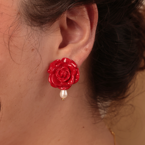Aretes Rositas Rojo