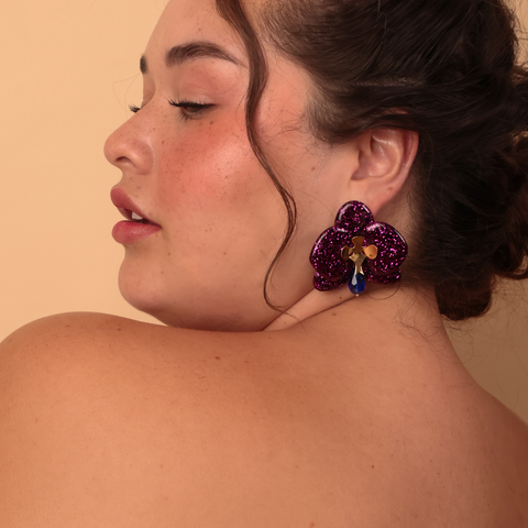 Aretes Orquídeas Púrpura