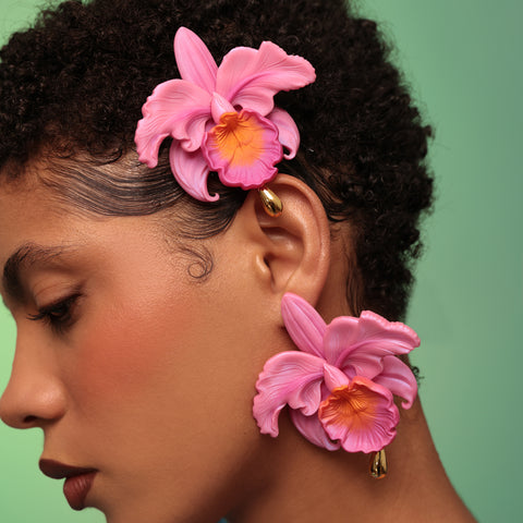 Aretes Cattleyas Rosa