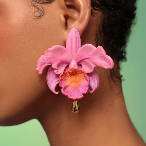Aretes Cattleyas Rosa