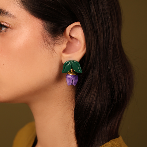 Aretes Tulipán Medianos Violeta