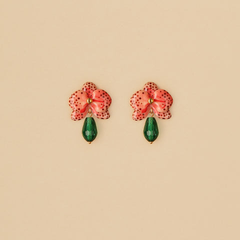 Aretes mini Orquídeas Rojizas Drops