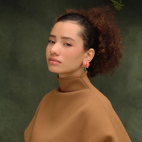 Aretes mini Orquídeas Rojizas Drops