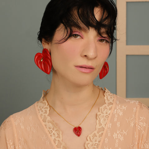 Aretes maxi Anturios Rojo