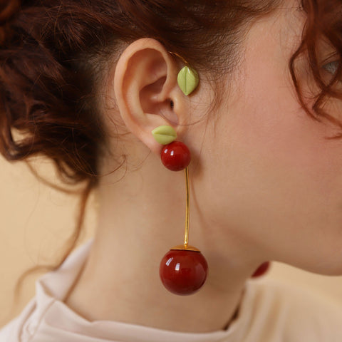 Earcuff Cereza y Hoja