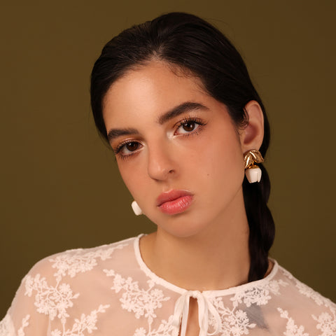 Aretes Tulipán Medianos Blancos
