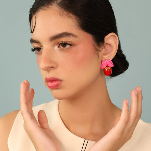 Aretes Tulipán Medianos Hot Rouge