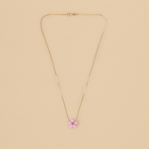 Collar Flor de Fresita Rosa