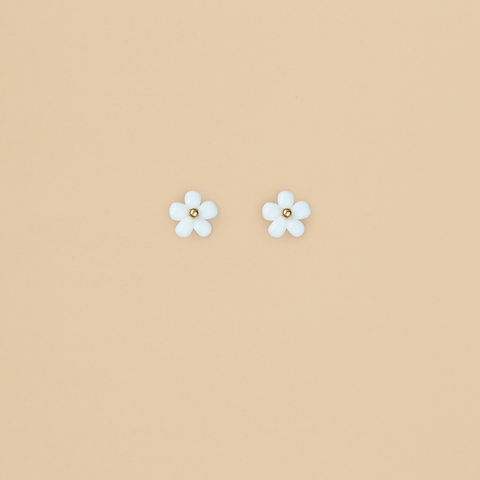 Aretes Flor de Fresita Blanca