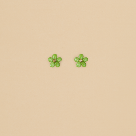 Aretes Flor de Fresita Verde