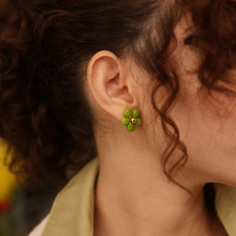 Aretes Flor de Fresita Verde